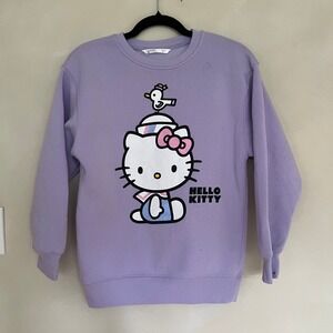 Kids Purple Hello Kitty Sailor Sweatshirt Size M 10 12 Crewneck Pullover Uniqlo
